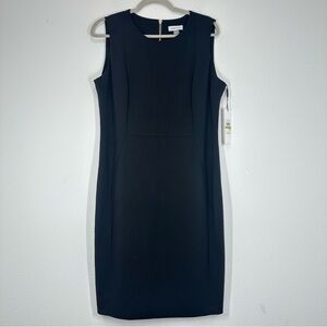 Calvin Klein Women's Size 14 Classic Black Sheath Midi Length Dress Chic NWT